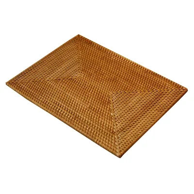 Natural Rattan Place Mat 12"X16" Hand-Woven Rectangular Placemats for Dining Table