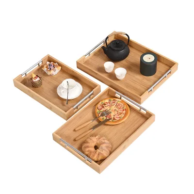 High-quality natural material bamboo and wood tea set wine glass living room desktop food tray