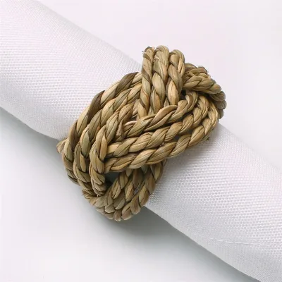 Bohemia Natural Hand Woven Napkin Rings Dinner Table Rattan Napkin Holder Buckle for Wedding Party
