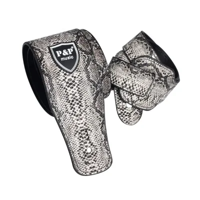 Factory Direct Durable Waterproof Snake Grain Electric Bass Personalised Strap Leather Guitar Strap Guitar Accessories