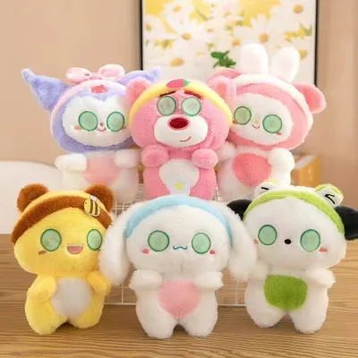 Cute Strawberry Bear Winnie the Pooh Plush Toy Soft Embroidered Soothing Pillow for Girls Children's Birthday Gift