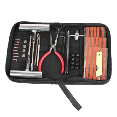 Auto Bike Motorcycle Tire Repair Kit with Tire Patch 46 PCS Portable Heavy Steel Hand Tool Set
