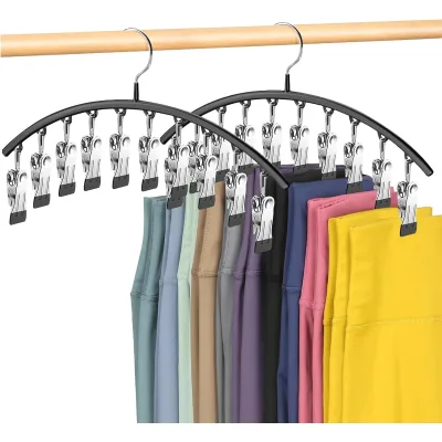 10 Clips Stainless Steel Clothes Drying Hanger Multi-functional Wind-resistant Metal Hanger for Clothes