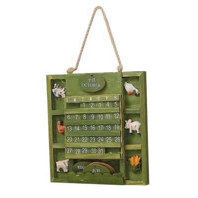 Custom Date Day Wall Calendar with Date and Date Non-toxic Wooden Perpetual Calendar
