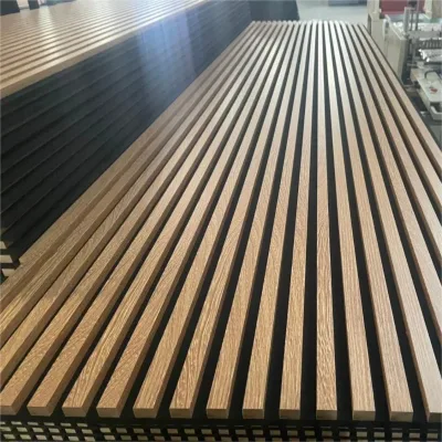 Modern Soundproof Polyester Fiber Slat Acoustic Panels Veneer Unusual Shapes Finish NRC 0.9 Interior Graphic Design Akupanel