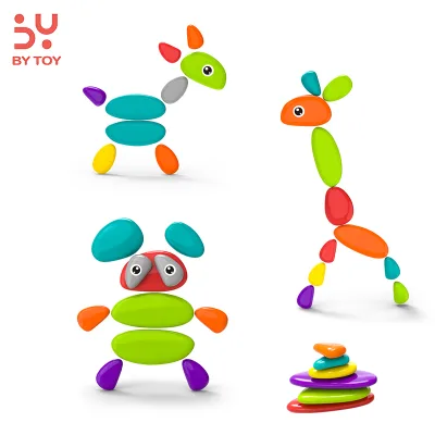 Kids STEM Toys Educational Juguetes Montessori Stacking Cobbles Stone Miraculou Ladybug 3D Puzzle Building Blocks Toys