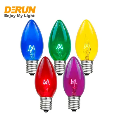 Wholesale Christmas 7w 15w E12 E17 E14 Decorative Lamp Replaceable Incandescent Clear Colorful Candle Light Lamp , INC-C9