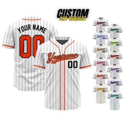 Personalized Name and Number Unisex Full Botton Shirts Custom Sublimation Print Breathable Training Baseball Jersey