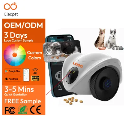 Elecpet Robot Pet Camera One-Tap Treat Dispensing | 360 Monitor 2-Way Audio Smart Tracking | Dual Cameras Long Battery Life