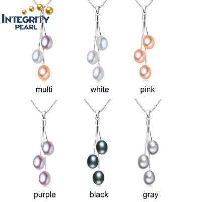 925 Sterling Silver Costume Pearl Jewelry Freshwater Cultured Genuine Tassel Pearl Pendant