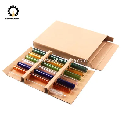 Bamboo Lids and Wavy Glass Straw Drinking Glasses Water Bottle with Straw Durable Glass Product