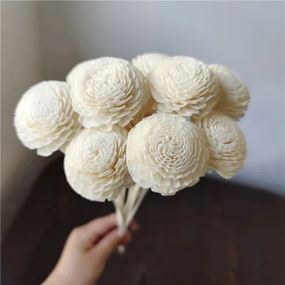 Handmade DIY Wooden Sola Flower Preserved Dried Home Decoration and Bouquet Accessory