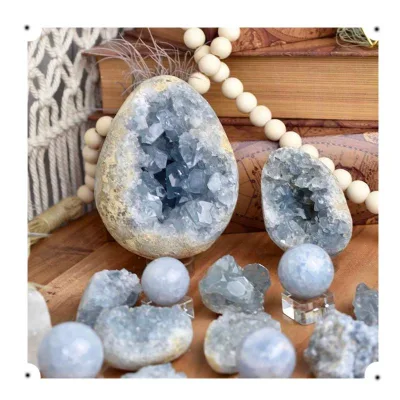 Wholesale Natural Quartz Stone Rough Celestite Geode for Home Decoration