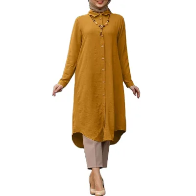 Factory Clothing Custom Malaysian Shirt Long Sleeve Islamic Women's Muslim Cotton Dress Casual Shirt Skirt