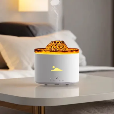 Flame Diffuser Portable Electric Battery-Powered Car Hotel Household Aromatherapy Humidifier Color-Changing LED Light Jellyfish
