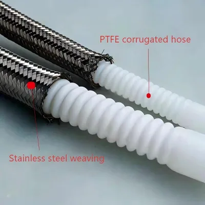 PTFE Corrugated Hose: Resistant to Chemicals and High Temperatures, Ideal for Industrial Use.