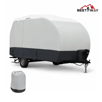 Heavy Duty Teardrop Camper Cover Weather Resistant Side Vents Tension Panels for Outdoor Long Time Storage