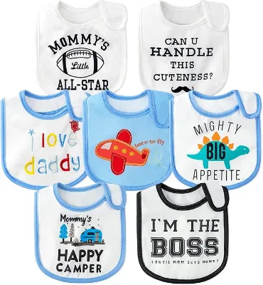 Hight Quality OEKO Certified Customized Embroidered Pattern Waterproof Cotton Baby Bibs