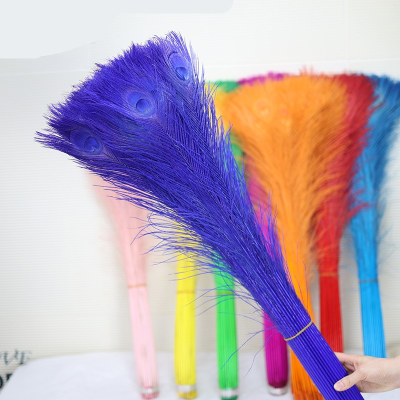 Wholesale 80-90cm Dyed Tails Peacock Feather Natural Real Dyed Peacock Feathers for Crafts Wedding Decoration Plumes