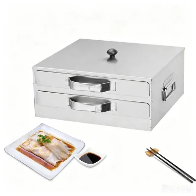 Commercial Stainless Steel 2 Layer Rice Crepe Steamer Machine, Automatic Dim Sum Steaming Maker for Home Restaurant