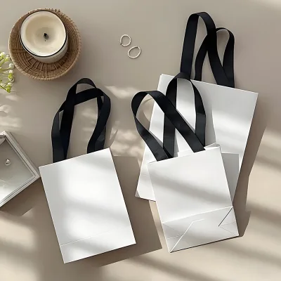 Luxury Mini Gift Jewelry Paper Shopping Bag Custom White Paper Bags With Your Own Logo