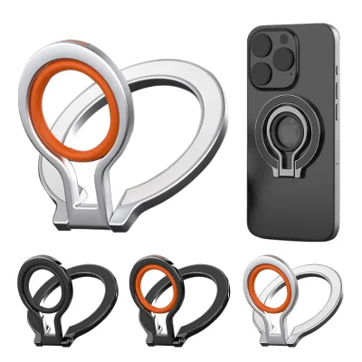 YOUGE Business Style Leather Phone Ring - Classic Leather Back Sticker with Retractable Metal Ring Stand