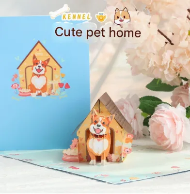 3D Pop Up Dog Greeting Card Handmade Pet Birthday Card with Envelope for Anniversary Thank You Gift Wholesale