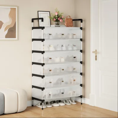YG Plastic Stackable Dustproof 80CM Shoe Storage Cabinets Detachable Moisture-proof Rust-proof Shoe Rack Household Wholesale