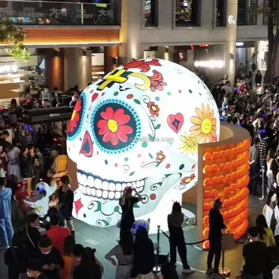 Customized Giant Inflatable Halloween Skeleton Skull Head Model Scary Skull PVC/Oxford Fabric 1m-3m Size Custom Logo for Pub
