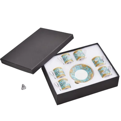 Best Selling Luxury Ceramic Porcelain 6 Cups and Saucers Set