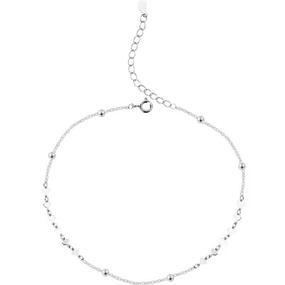 S925 Silver Rhodium Heart-shaped Anklet Bohemian Style Simple New Trendy Light Luxury Love Gift Model 52944A-WG Women's Summer