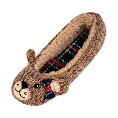Lovely Pug Design Animal Slippers for Women Soft Fleece Lining Check Insole Flats Plush Ballet House Slippers