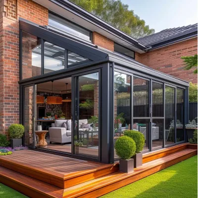 Modern Design Prefabricated Aluminium Glasshouse Enclosure 4 Season Outdoor Garden Backyard Sunroom Winter Glass House Sale