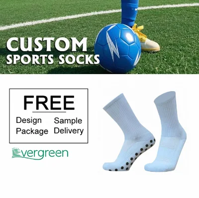 High Quality Solid Color Nylon Cotton Football Grips Socks Autumn Medias with Customizable Logo Knitted