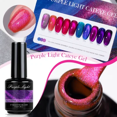 New Arrival Purple Light Cat Eye Gel OEM/ODM  Dark Color for Autumn and Winter Cat Eye UV Gel for Halloween