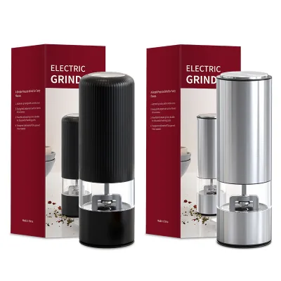 High Quality Dry Battery Electric Pepper and Salt Triturator Cutting Mills Set Stainless Steel Electric Pepper Grinder Mill