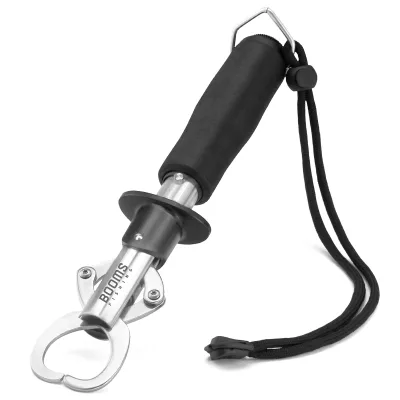 Booms Fishing Stainless Steel Fishing Gripper with Eva Handle Lip Grip Fish Mouth Controller 33LB Spring Scale for Stream Use