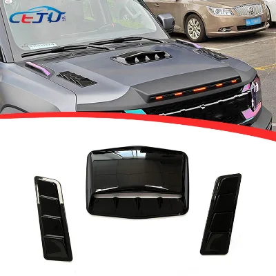 Gloss Black ABS Carbon Fiber Look Universal Car Accessories Body Kits Front Hood Bonnet Air Flow Intake Scoop Side Vents Cover