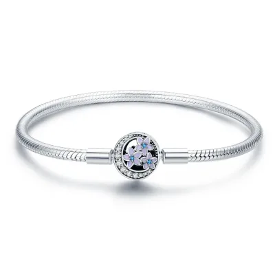 BAGREER SCB068  Unique Drop Glaze Daisy Purple Flowers Women Fancy Jewelry  925 Silver Cubic Zirconia Sparkle Stone Bangles
