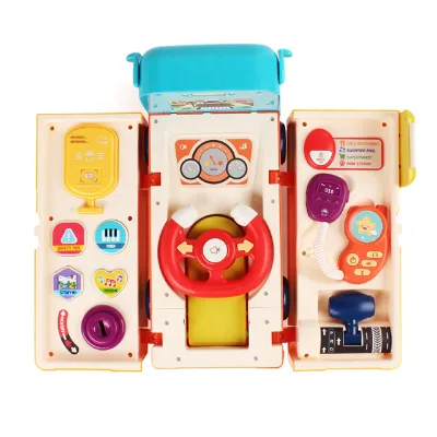 New Educational Music Learning Deformation Car Multi-function Electric Handbell 6-Piece Battery Operated ABS Plastic School Bus