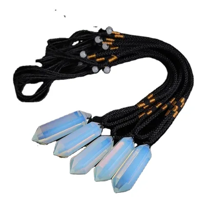 Hot Selling Double-Pointed Natural Crystal Necklace Other Crystal Crafts Hexagonal Prism Opal Column Pendant