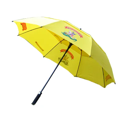 FEAMONT Custom Extra Long Vintage Golf Car Umbrella Yellow Nylon and Pungee Material for Outdoor Use