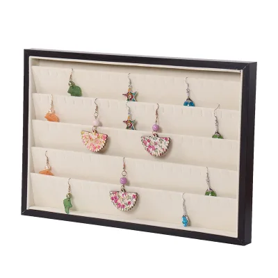 Jewellery Ear Stud Organizer Storage Trays Black Leatherette Paper Earring Display Tray
