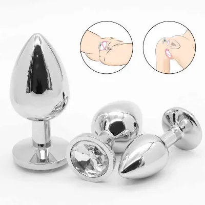 Stainless Steel Crystal Anal Plug Set Premium Butt Anal Sex Toys