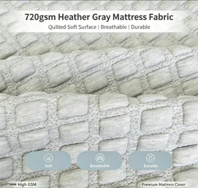Warm 720GSM Mattress Fabric Heather Grey Knit for Mattress Cover