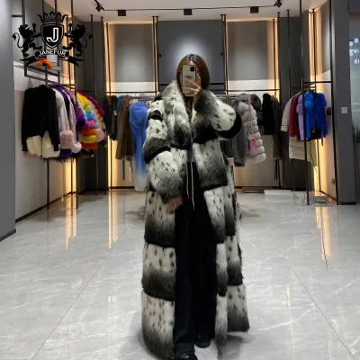 Factory Wholesale Price Suit Collar Long Eco-friendly Fur Coat for Women Fake Fur Coat