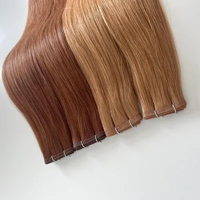 Factory Direct 100% Cuticle Aligned Remy Russian High Quality Flat Weft Extensions Custom Color Private Label Seamless Weft