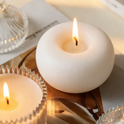 White Donut Ins Style Soy Wax Handmade Aromatherapy Ornament Candle Smokeless Scented Valentine's Day Holiday