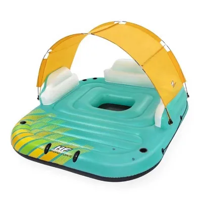 Summer Hot Sale Large 5 Person Shade Pool Inflatable Float with Canopy Island Pool Float River Raft Lake Floating Island