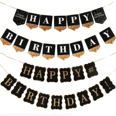 New Large Square Birthday Banner 'Happy Birthday' Garland Flag with Letters Pattern for Birthday Party Decorations